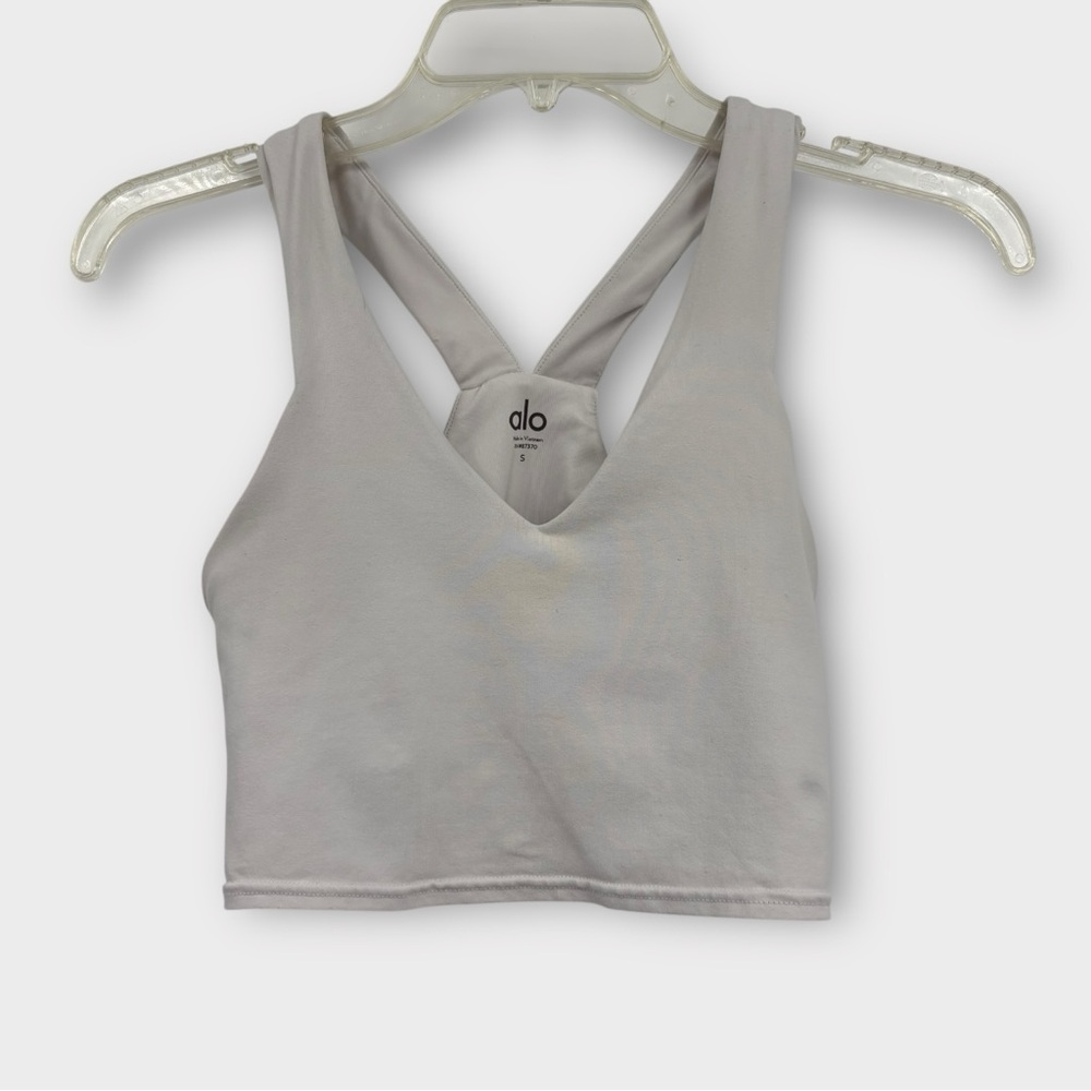 Alo Yoga Airbrush Real Bra Tank in Light Gray Women's Size S.